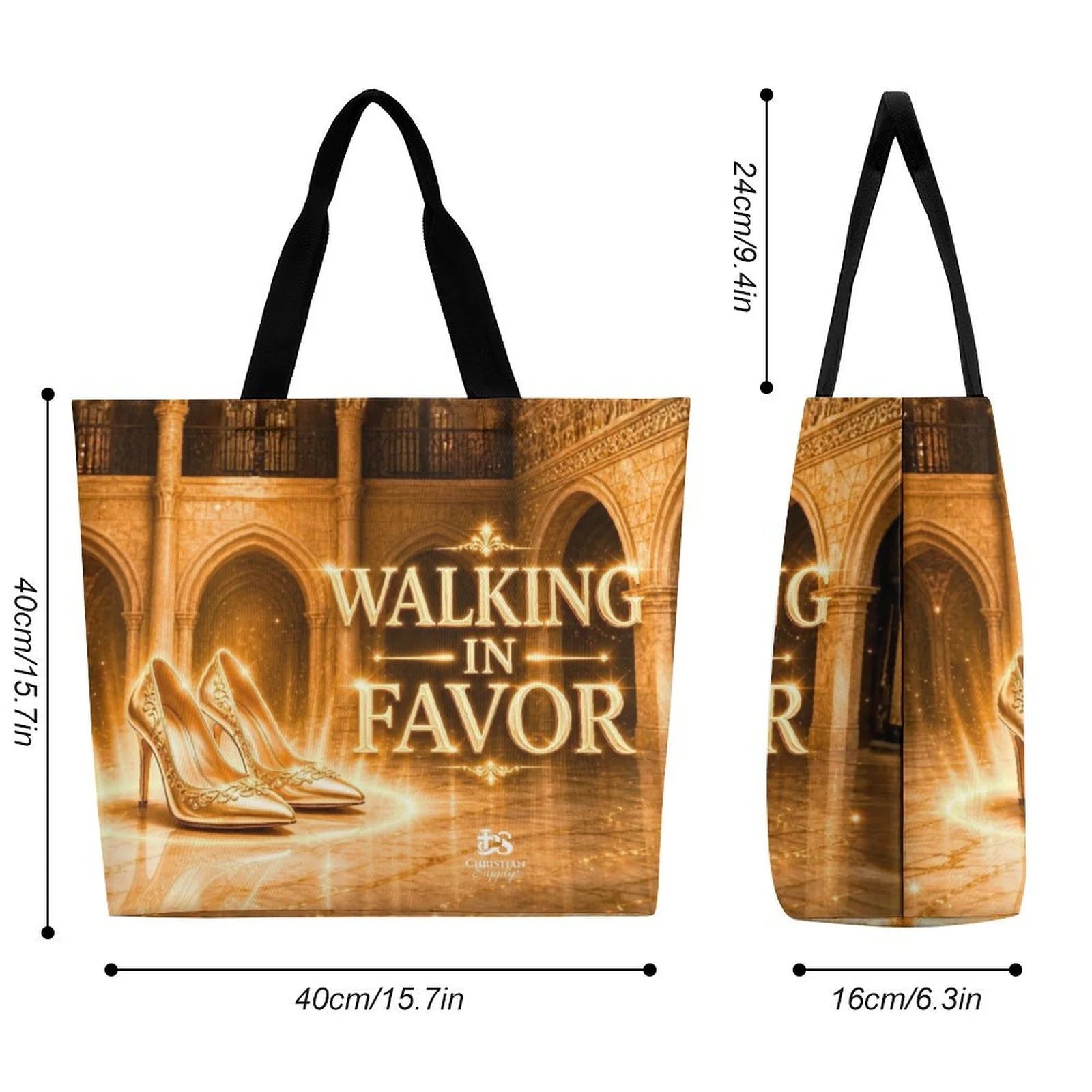 Tote Bag - Walking in Favor| Christian Inspirational Faith Shoulder Bag | Reusable Shopping Bag | Christian Gift for Women