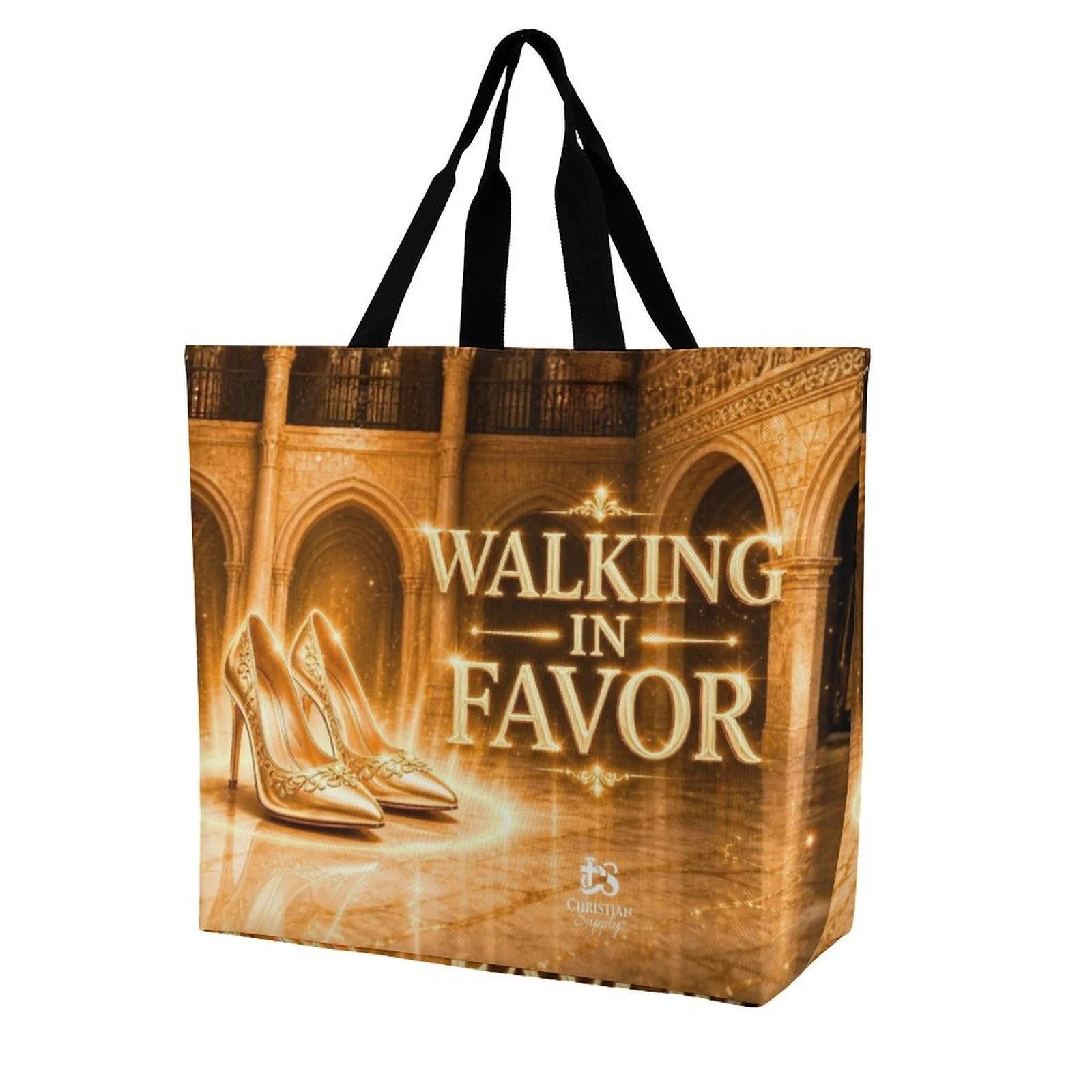 Tote Bag - Walking in Favor| Christian Inspirational Faith Shoulder Bag | Reusable Shopping Bag | Christian Gift for Women